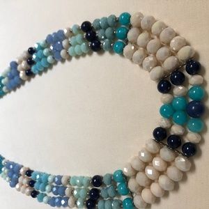 Beaded necklace in blues